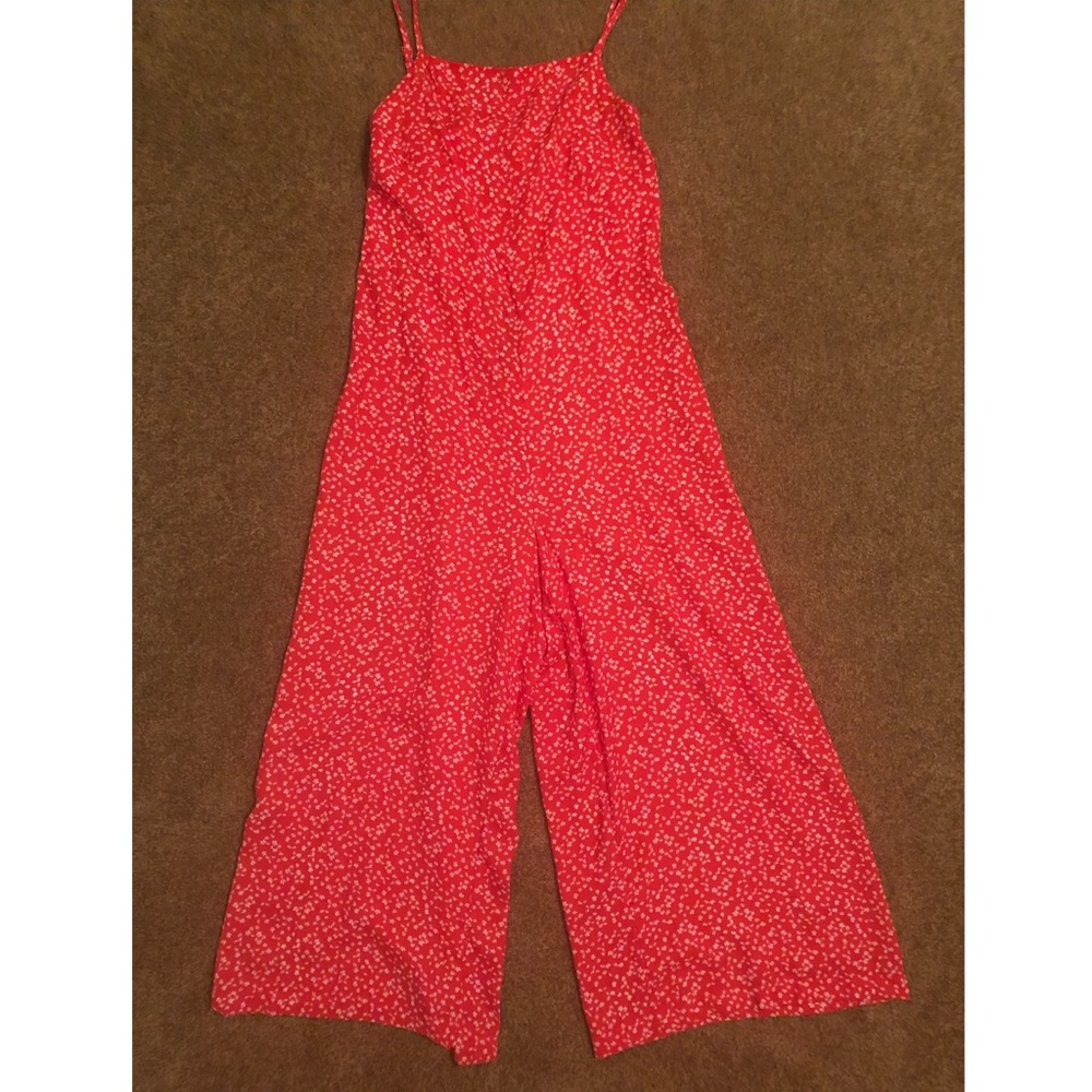 Cute red floral jumpsuit